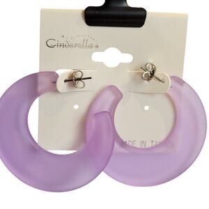 Purple Hoop Earrings 1.7" Retro Bold Pastel Y2K Festival Pierced 80's Statement
